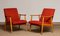 Vintage Danish Lounge Chairs in Red Wool and Oak, 1950s, Set of 2 4