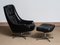 Chaise Pivotante en Cuir Noir avec Ottomane Assortie par HW Klein pour Bramin, 1960s, Set de 2 1