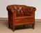 Antiker schwedischer Chesterfield Clubsessel aus braunem Leder 8