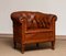 Antique Swedish Chesterfield Club Chair in Tufted Brown Leather 1