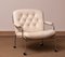 Swedish Lounge Chair in Crome and White Tufted Leather from Lindlöfs Möbler, 1970s 1