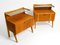 Mid-Century Italian Bedside Tables in Oak with Teak Veneer and Glass Shelf, Set of 2, Image 15