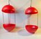 Red Swag Pendant Lamps with Flower Pots by E. S. Horn, 1970s, Set of 2 2
