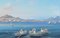 Blick auf den Golf von Neapel mit Vesuv im Hintergrund, Gouache, 19. Jh 1