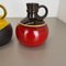 Jarrones alemanes de cerámica en rojo y amarillo de Steuler Ceramics, años 70. Juego de 2, Imagen 11