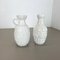 German White Floral Fat Lava Op Art Pottery Vase from BAY Ceramics, Set of 2 4