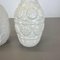 German White Floral Fat Lava Op Art Pottery Vase from BAY Ceramics, Set of 2, Image 11