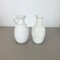German White Floral Fat Lava Op Art Pottery Vase from BAY Ceramics, Set of 2 3