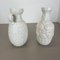 German White Floral Fat Lava Op Art Pottery Vase from BAY Ceramics, Set of 2 15