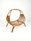 Midcentury Rattan & Bamboo Curved Magazine Rack, Italy, 1960s 4