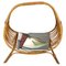 Midcentury Rattan & Bamboo Curved Magazine Rack, Italy, 1960s, Image 2