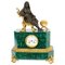 Antique 19th Century Malachite Ormolu & Bronze Mantel Clock, Image 1