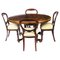 Antique Victorian Burr Walnut Oval Loo Dining Table & Chairs, Set of 5 1