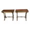 Antique 19th Century Amboyna Card Console Tables with Porcelain Plaques, Set of 2 1