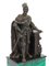 Escultura francesa antigua de bronce y malaquita de un caballero con armadura, Imagen 3