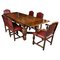 Tavolo da refettorio in quercia con sei sedie, XX secolo, set di 7, Immagine 1