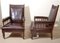 19th Century English Leather Armchairs, Set of 2 2