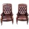 19th Century Victorian English Leather Armchairs, Set of 2 1