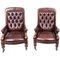 Fauteuils Victoriens en Cuir, Angleterre, 19ème Siècle, Set de 2 1