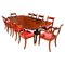 Regency Twin Pillar Dining Table & 10 Swag Back Chairs, 19th Century, Set of 11 1