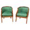 Empire Revival Gilded Walnut Swan Neck Armchairs, 20th Century, Set of 2 1