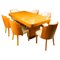 Art Deco Birdseye Maple Dining Table & 6 Cloud Back Chairs, 1920s, Set of 7 1
