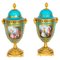 19th Century Peer Blue Celeste Sevres Porcelain Lidded Pot Pourri Vases, Set of 2 1