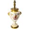 Lámpara de mesa francesa de porcelana pintada a mano y dorada, siglo XIX, Imagen 1