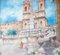 Ettore Ascenzi, The Spanish Steps, 1880, Watercolour on Canvas, Framed, Image 5