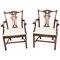 20th Century Chippendale Revival Mahogany Armchairs, Set of 2 1