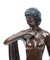 Art Déco Figur eines Bronze Mädchens mit Schal und Platte 4