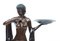 Art Déco Figur eines Bronze Mädchens mit Schal und Platte 5