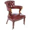 19th Century Victorian Oak Leather Desk Chair 1