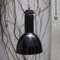 Lámpara colgante industrial vintage de esmalte negro, años 30, Imagen 4