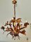 Gold Plated Floral Chandelier, Italy, 1940s, Image 6