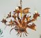Gold Plated Floral Chandelier, Italy, 1940s 4
