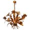 Gold Plated Floral Chandelier, Italy, 1940s, Image 1
