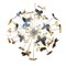 Hammered and Striped Brass Butterfly Sputnik Chandelier from Murano Glass 1