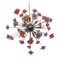 Lámpara de araña Sputnik con flores rojas y violetas de Murano Glass, Imagen 1