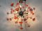 Lustre Sputnik Fleurs Rouges et Violettes en Verre de Murano 2