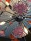Lámpara de araña Sputnik con flores rojas y violetas de Murano Glass, Imagen 5