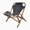 Mid-Century Black Leather & Bamboo Lounge Chair, 1970s 1