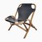 Mid-Century Black Leather & Bamboo Lounge Chair, 1970s, Image 1