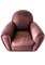Art Deco Modern Soft Rouge Leather Club Chair with Cloud Lines 1