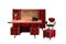 Set da ufficio rivestito in pelle con scrivania, libreria, cassettiera, sedia da scrivania e sedie di Umberto Mascagni, anni '50, set di 7, Immagine 2