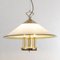 Suspension Lamp in White Murano Glass with Yellow, Green and Galvanic Gold Finishes, Italy, 1980s 2