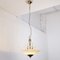 Suspension Lamp in White Murano Glass with Galvanic Gold Frame, Italy, 1980s 4