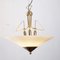 Lampe à Suspension en Verre de Murano Blanc avec Cadre Galvanique Doré, Italie, 1980s 2