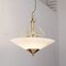 Suspension Lamp in White Murano Glass with Galvanic Gold Frame, Italy, 1980s 3