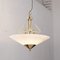 Suspension Lamp in White Murano Glass with Galvanic Gold Frame, Italy, 1980s, Image 3